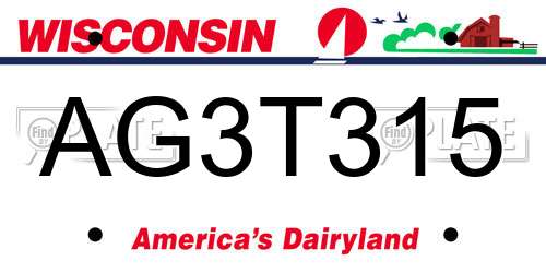 AG3T315 Wisconsin License Plate