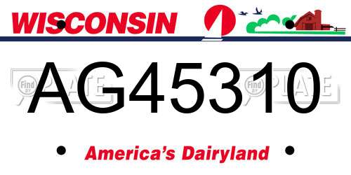AG45310 Wisconsin License Plate