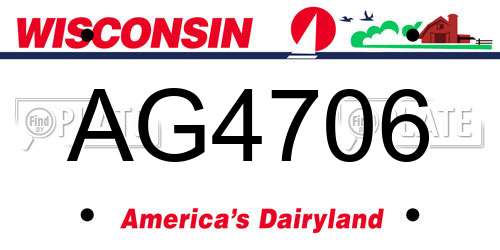 AG4706 Wisconsin License Plate