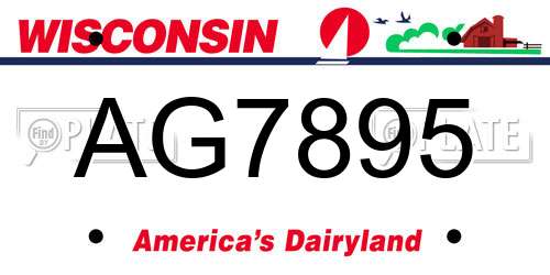 AG7895 Wisconsin License Plate