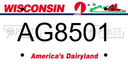 AG8501 Wisconsin License Plate