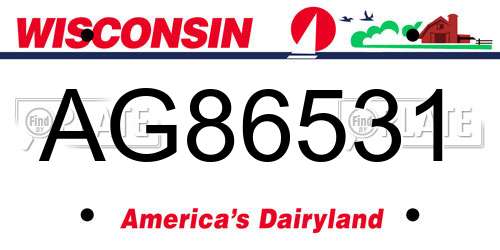 AG86531 Wisconsin License Plate