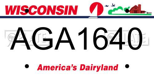 AGA1640 Wisconsin License Plate