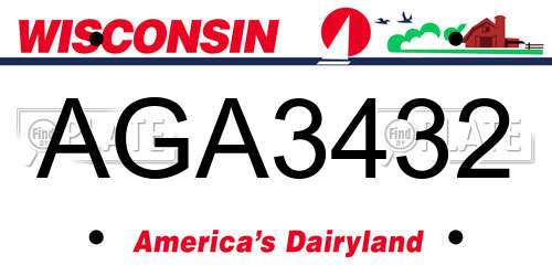 AGA3432 Wisconsin License Plate