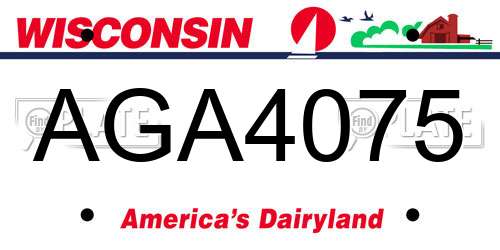 AGA4075 Wisconsin License Plate