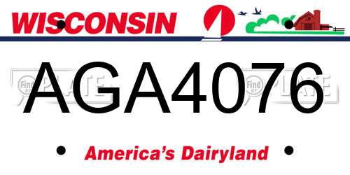AGA4076 Wisconsin License Plate