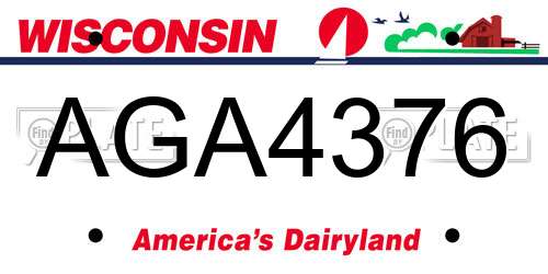 AGA4376 Wisconsin License Plate