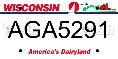 AGA5291 Wisconsin License Plate