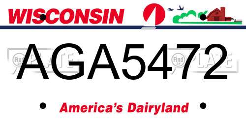 AGA5472 Wisconsin License Plate