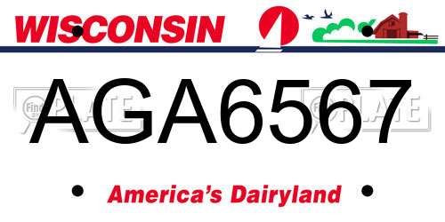 AGA6567 Wisconsin License Plate