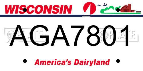 AGA7801 Wisconsin License Plate