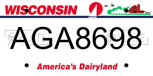 AGA8698 Wisconsin License Plate