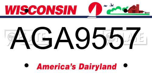AGA9557 Wisconsin License Plate