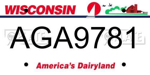 AGA9781 Wisconsin License Plate
