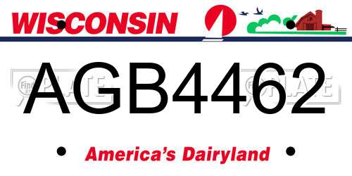 AGB4462 Wisconsin License Plate