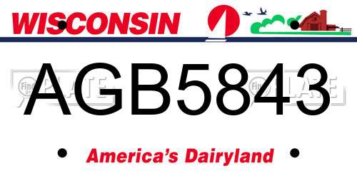 AGB5843 Wisconsin License Plate