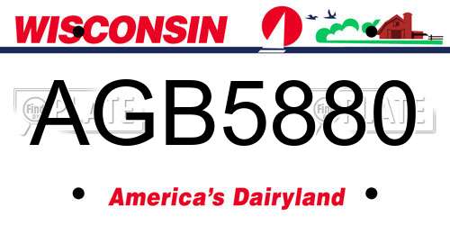 AGB5880 Wisconsin License Plate