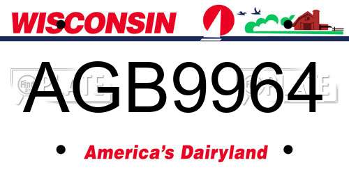AGB9964 Wisconsin License Plate