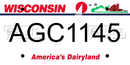 AGC1145 Wisconsin License Plate