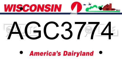AGC3774 Wisconsin License Plate