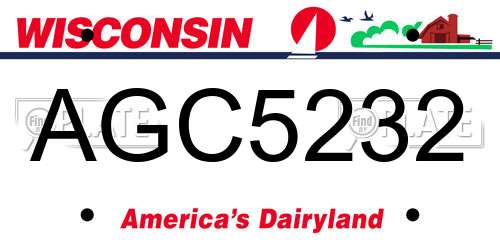 AGC5232 Wisconsin License Plate