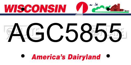 AGC5855 Wisconsin License Plate