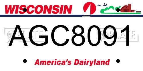 AGC8091 Wisconsin License Plate