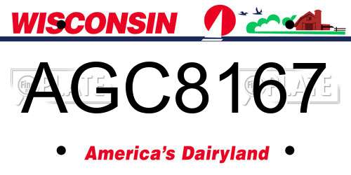 AGC8167 Wisconsin License Plate