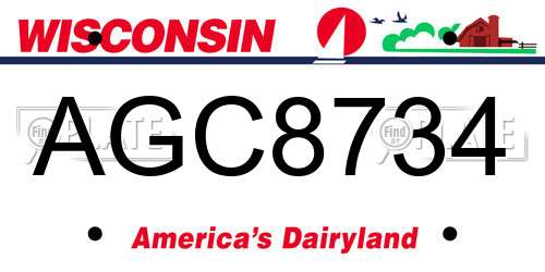 AGC8734 Wisconsin License Plate