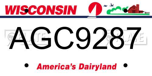 AGC9287 Wisconsin License Plate