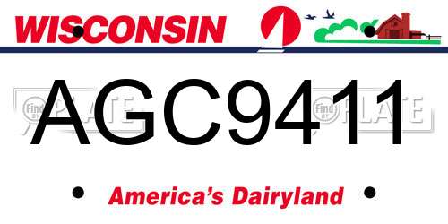 AGC9411 Wisconsin License Plate