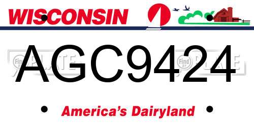 AGC9424 Wisconsin License Plate