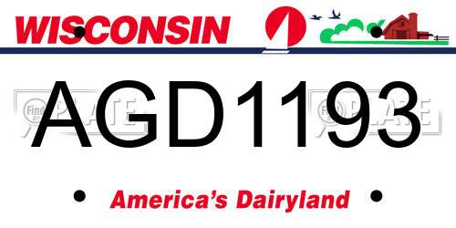 AGD1193 Wisconsin License Plate