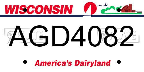 AGD4082 Wisconsin License Plate