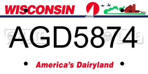 AGD5874 Wisconsin License Plate