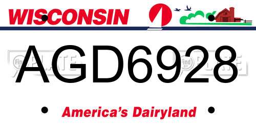AGD6928 Wisconsin License Plate