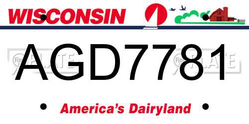 AGD7781 Wisconsin License Plate