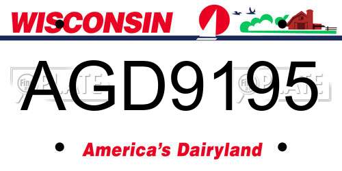 AGD9195 Wisconsin License Plate