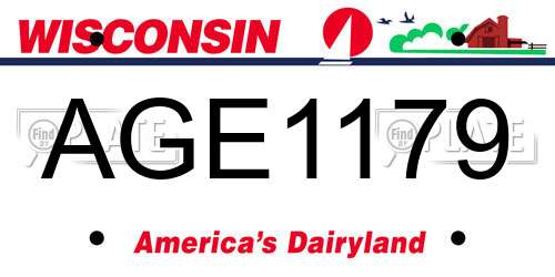 AGE1179 Wisconsin License Plate