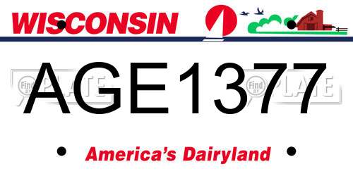 AGE1377 Wisconsin License Plate