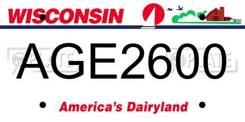 AGE2600 Wisconsin License Plate