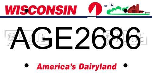 AGE2686 Wisconsin License Plate