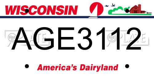 AGE3112 Wisconsin License Plate