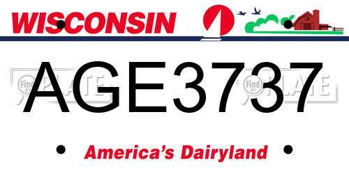 AGE3737 Wisconsin License Plate