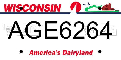 AGE6264 Wisconsin License Plate