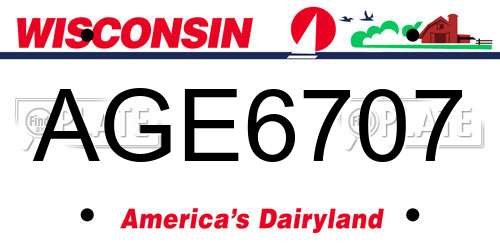 AGE6707 Wisconsin License Plate