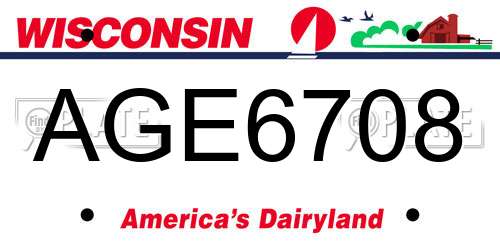 AGE6708 Wisconsin License Plate