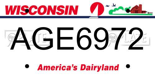 AGE6972 Wisconsin License Plate
