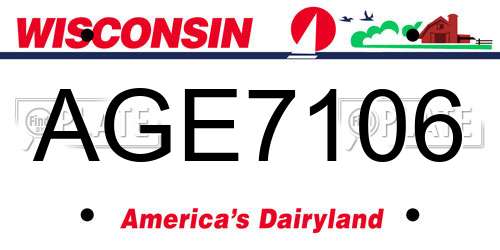 AGE7106 Wisconsin License Plate