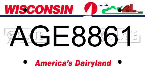 AGE8861 Wisconsin License Plate